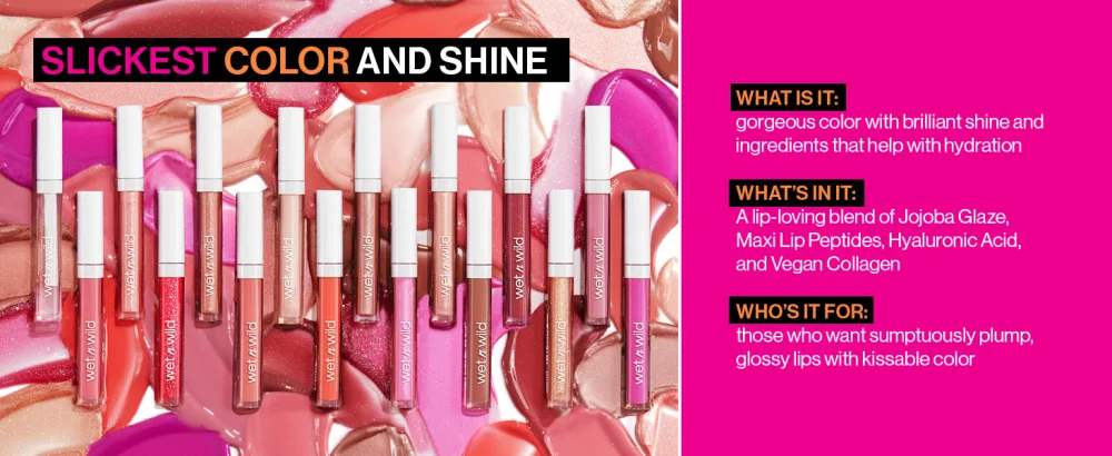 wet n wild Mega Slicks Lip Gloss | Long Lasting | Hyaluronic Acid | High Shine | Crushed Grapes - mega slicks lip gloss