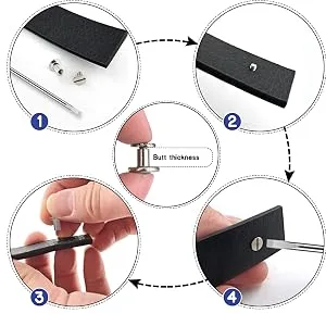 90 Sets Chicago Screws Assorted Kit  6 Sizes of Round Flat Head Leather Rivets Metal Screw Studs for DIY Leather Craft and Bookbinding (M5 X 4  5  6  8  10  12) (Black) - leather rivet kit