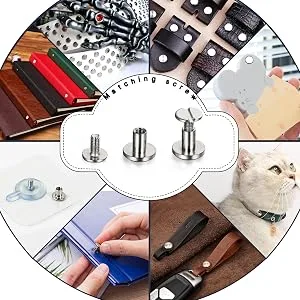 90 Sets Chicago Screws Assorted Kit  6 Sizes of Round Flat Head Leather Rivets Metal Screw Studs for DIY Leather Craft and Bookbinding (M5 X 4  5  6  8  10  12) (Black) - rivets for leather