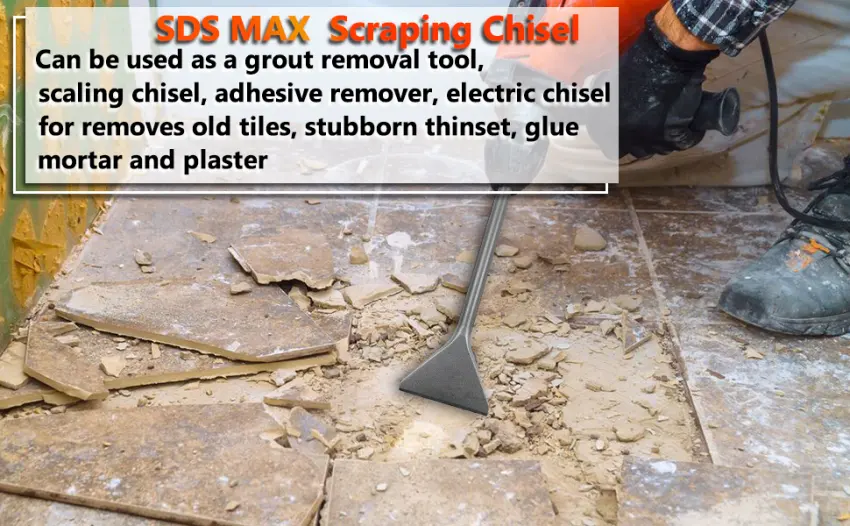 HIGOSPRO 6 Inch Wide Tile & Thinset Scaling Chisel SDS-Max Shank  6 x 15 Scraper Removal Bit  Ideal for Rotary Hammer Drills Compatible with SDS-Max - product information 9