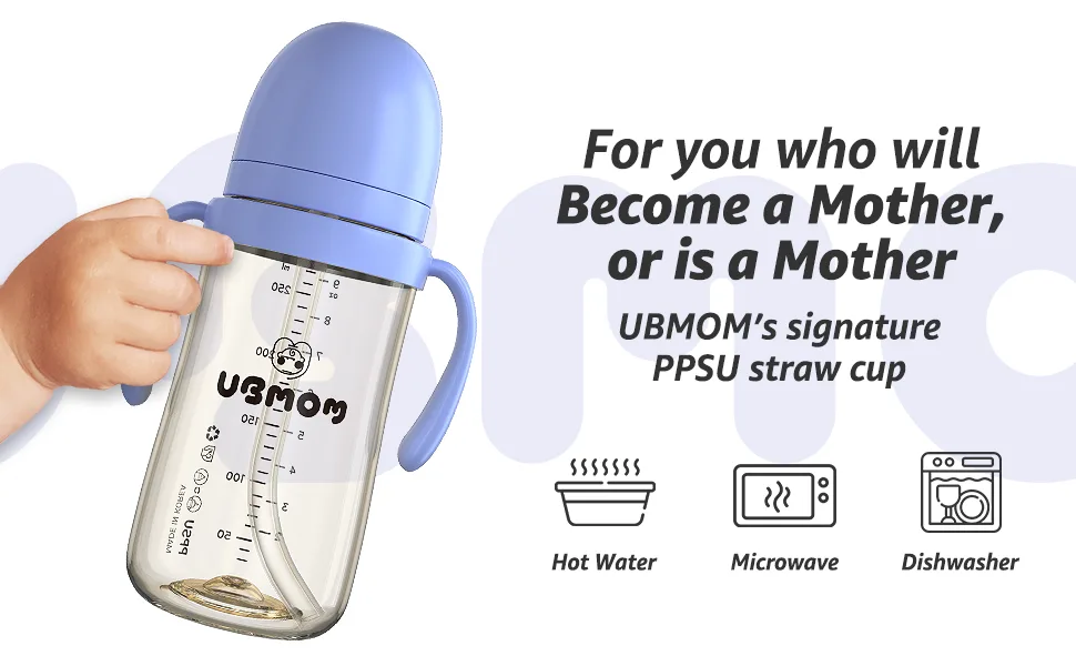 UBMOM ストローカップ PPSU 200ml パープル UBMOM No-Spill Backflow Prevention Sippy Cup with Straw - BPA Free