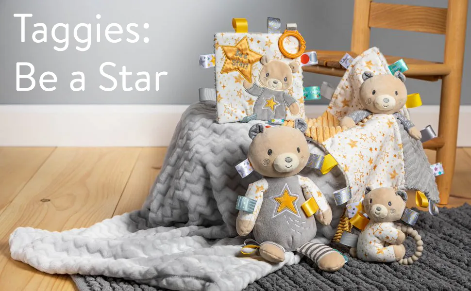 Taggies Soft Baby Rattle with Teether Ring  6-Inches  Be a Star Bear - be a star bear taggies collection