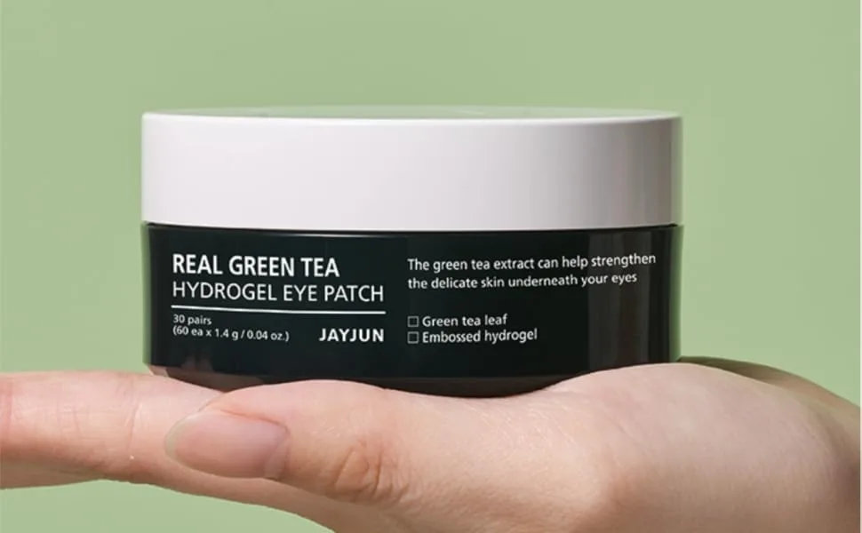 JAYJUN Real Green Tea Hydrogel Eye Patch  1.4g  60 in Jar - JAYJUN Real Green Tea Hydrogel Eye Patch