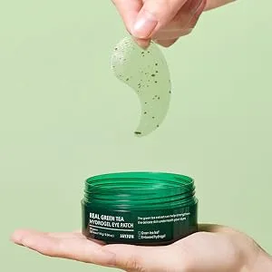 JAYJUN Real Green Tea Hydrogel Eye Patch  1.4g  60 in Jar - Real Green Tea Hydrogel Eye Patch