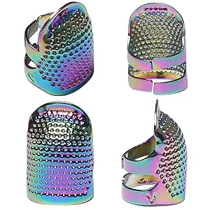 GYGYL 4Pcs Metal Dazzle Color Sewing Thimble  Sewing Thimble Finger Protector  Accessories DIY Sewing Tools (2 Sizes  S/M) Dazzle Color  2S 2M 4pcs - 4pcs sewing thimble