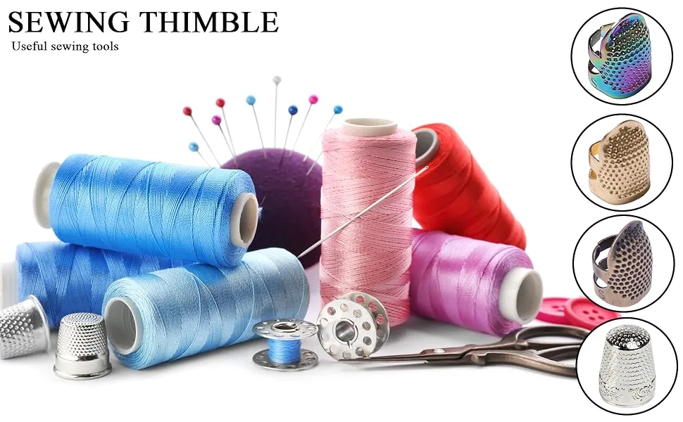 GYGYL 4Pcs Metal Dazzle Color Sewing Thimble  Sewing Thimble Finger Protector  Accessories DIY Sewing Tools (2 Sizes  S/M) Dazzle Color  2S 2M 4pcs - saewing thimble