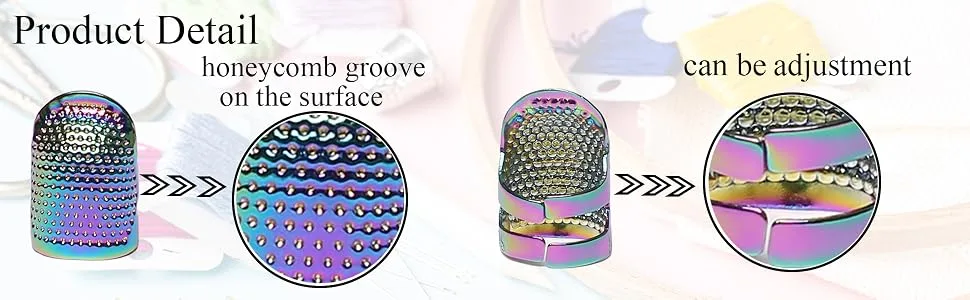 GYGYL 4Pcs Metal Dazzle Color Sewing Thimble  Sewing Thimble Finger Protector  Accessories DIY Sewing Tools (2 Sizes  S/M) Dazzle Color  2S 2M 4pcs - thimble