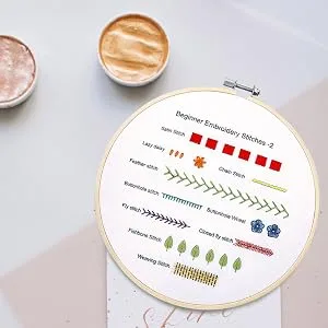 Beginners Embroidery Stitch Practice kit  3 Sets Embroidery Kit to Learn 30 Different Stitches for Craft Lover Hand Stitch with Embroidery Fabric with Embroidery Skill Techniques skill practice - stitch2
