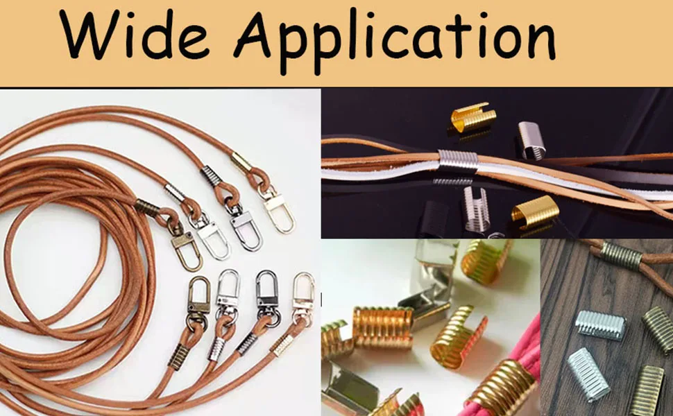Leather Rope Clip Crimping Cord String Metal Fastener Cord Clamp 3/4 Adjustable Fold Over Crimps End Cap for Leather Cord DIY Making 20mm 120pcs (Black) - Leather Rope Clip