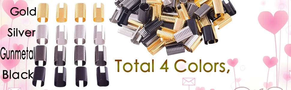 Leather Rope Clip Crimping Cord String Metal Fastener Cord Clamp 3/4 Adjustable Fold Over Crimps End Cap for Leather Cord DIY Making 20mm 120pcs (Black) - Leather Rope Clips