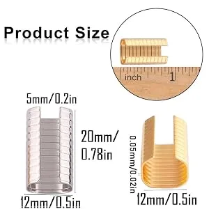 Leather Rope Clip Crimping Cord String Metal Fastener Cord Clamp 3/4 Adjustable Fold Over Crimps End Cap for Leather Cord DIY Making 20mm 120pcs (Black) - Leather Rope Clips