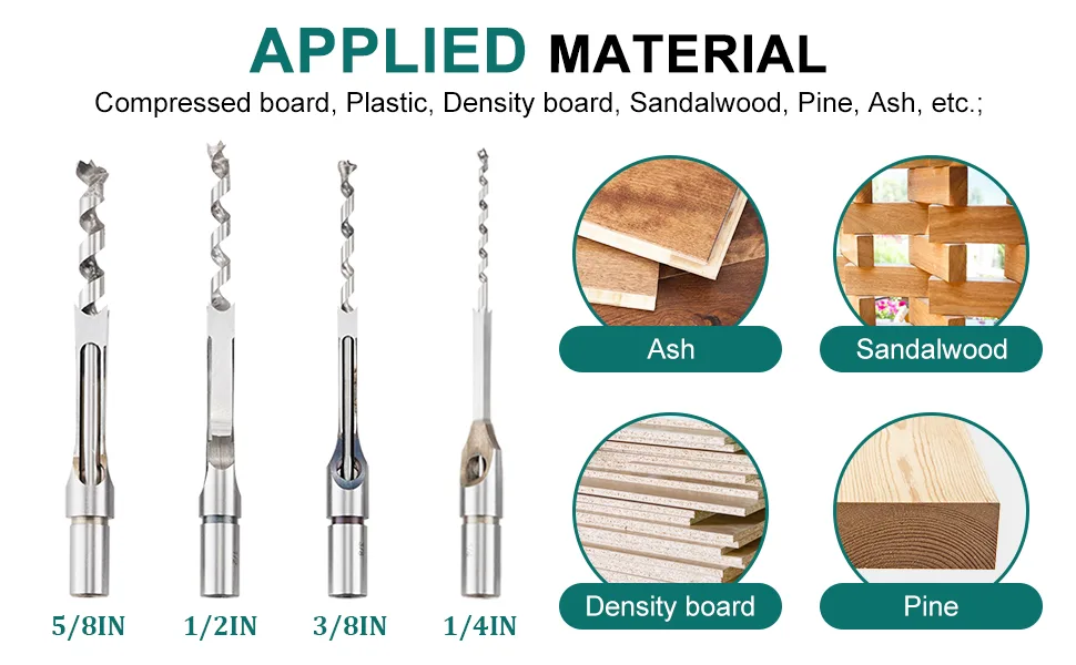 YUCHENGTECH Bench Drill Locator Set Woodworking Bench Mortiser Square Hole Chisel Drilling Machine Mortising Bench Drill Tool for Mortising Chisels with 4 Bits Steel - Bench Drill Locator Set