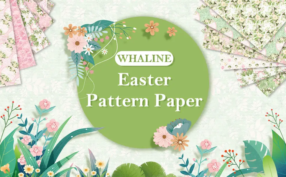 Whaline 12 Designs Spring Easter Pattern Paper 24 Sheet Vintage Floral Pastel Scrapbook Paper Double-Sided Decorative Craft Paper Folded Flat for Easter Card Making Scrapbook Photo Decor  30 x 30cm - 12 Designs Easter Pattern Paper