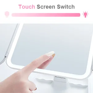 Honadar Makeup Mirror Trifold Vanity Mirror with 3 Color Lighting Modes/52 LED Light Touch Control/180  Rotation Cosmetic Light Up Mirror&1x/2x/3x/10x Magnification for Women Gift - Honadar Makeup Mirror Vanity Mirror with Lights & 52 LED 3 Color Lighting Modes Make Up Mirror