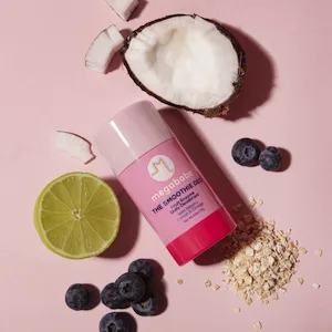 Megababe Daily Deodorant - The Smoothie Deo with Fruit Enzymes | Aluminum-Free  All Natural | 2.6 oz - Smoothie deodorant surrounded by coconut, limes, bilberry and oats.