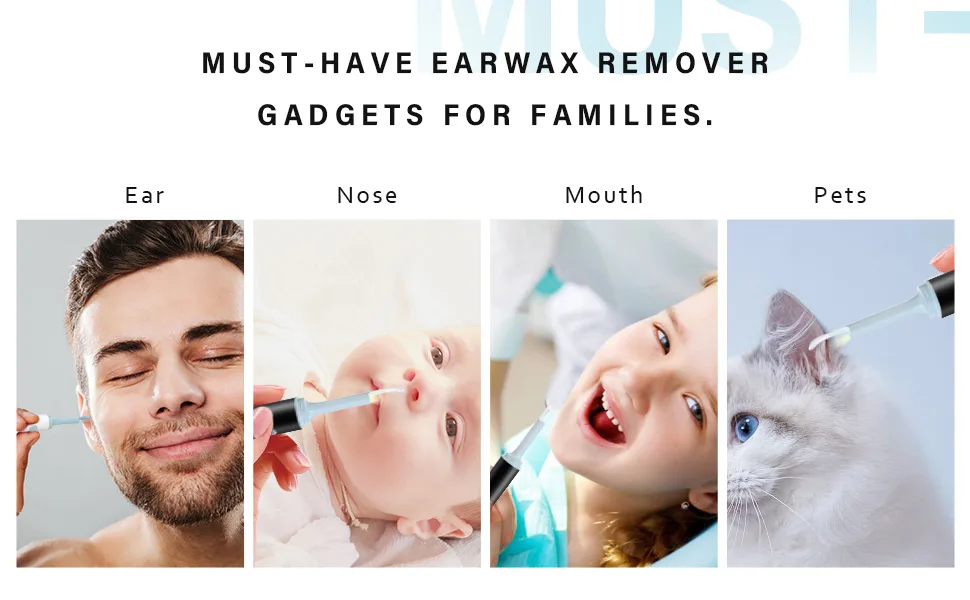 eXempt Earwax Remover with Camera Ear Scope Earwax Cleaner Tool Kit with 1080P FHD Wireless Waterproof Ear Camera for iPhone iPad & Android(White) Visual Ear Wax Removal - White - visual earwax remover is convenient for use in the ears mouth nose and pets to check