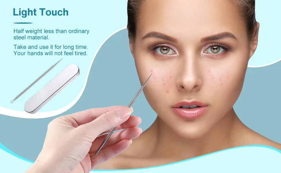2 Pcs Pimple Popper Tool Blackhead Remover Tools Titanium Lancet Needle Kit Professional Facial Milia Removal Blackhead Extractor Tool Comedone Zit Whitehead Blemish Extraction Tools - product information 3