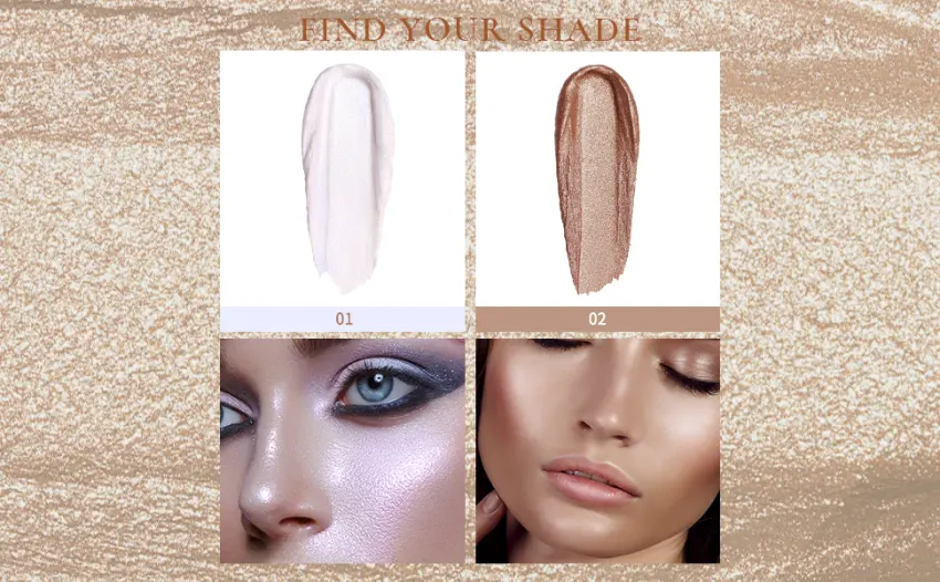 LACOMCHIR Cream Highlighter Stick Face&Body Luminizer Moisture Weightless Highlight Shinelighter Vegan & Cruelty Free 0.23oz (02-MCF) - highlighter stick cream highlighter glow shimmer vegan gluten-free clean beauty sunkissed