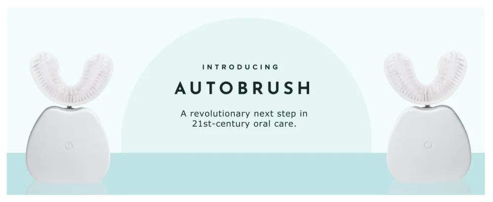 AutoBrush Sonic U Shaped Electric Toothbrush with Soft Nylon Bristles  Rechargeable (White  Double-Sided Brush) White  Double Sided - AutoBrush Standard banner
