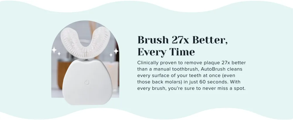 AutoBrush Sonic U Shaped Electric Toothbrush with Soft Nylon Bristles  Rechargeable (White  Double-Sided Brush) White  Double Sided - Brush 27x Better