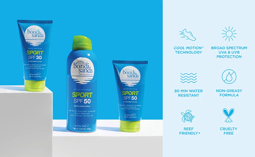 Bondi Sands Sport SPF 50 Sunscreen Lotion | High-Performance Protection with Cool Motion Technology  Non-Greasy  Water + Sweat-Resistant | 5.07 Fl Oz - Bondi Sands SPF