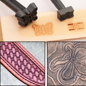 YUENTOEN 20Pcs Leather Stamping Tools Sets - Pressing Punch Sets  Different Shape Quality Saddle Stamp Punch Set Carving Leather Craft Tools for DIY Beginners and Professionals - product information 4