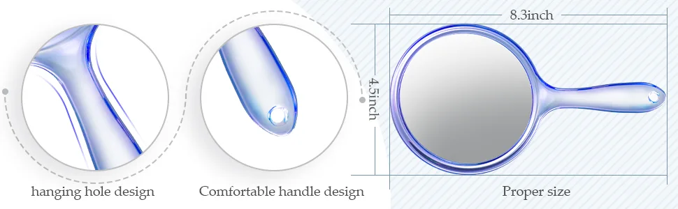 Jetec Hand Mirror Double Sided Handheld Mirror 1X/ 2X Magnifying Mirror with Handle Mirror Rounded Shape Makeup Mirror (White) - product information 3