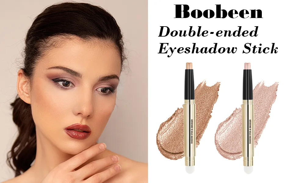 Boobeen Double-ended Eyeshadow Stick Waterproof Glitter Eyeshadow Pen Creamy Eye Shadow Highlighter Pencil Shimmer and Matte Eyeshadow for Eye Makeup - eyeshadow stick eye shadow glitter eyeshadow eye shadow plattet highlighter makeup eye shadow stick