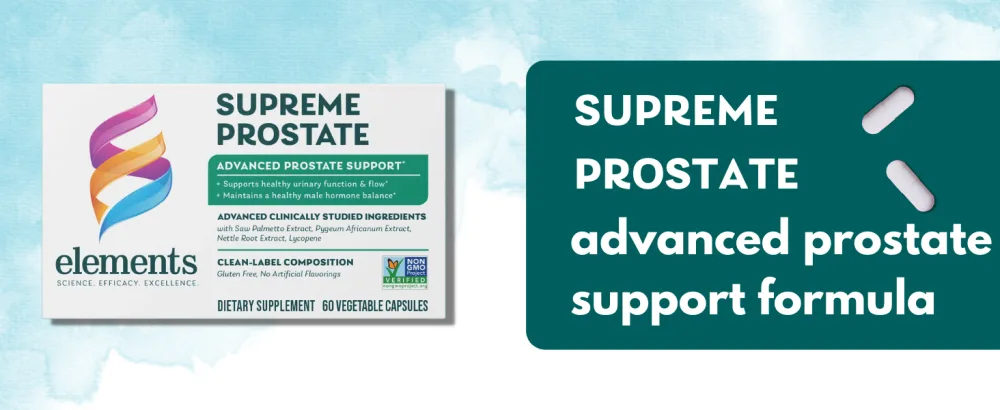 Elements Supreme Prostate  60 Capsules (30 Day Supply)  Advanced Prostate Support Supplement  Supports Healthy Urinary Flow and Function  Gluten Free  Non- GMO Certified - Elements Supreme Prostate, advanced prostate support formula
