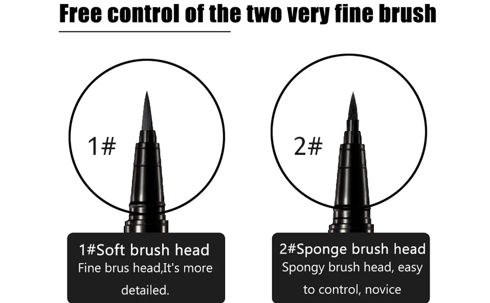 AVIERLL Waterproof Liquid Eyeliner -2Pens Black Eyeliner Long Lasting&Smudgeproof Makeup Liner Easy Liquid Pen 0.03 Fl. Oz (Black) - Soft Brush Head &Sponge Brush Head