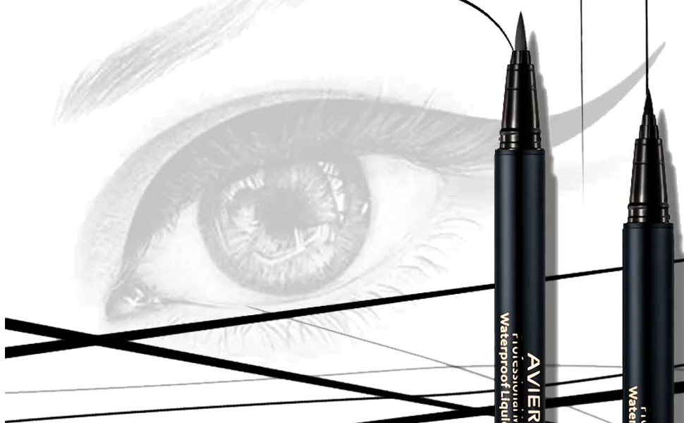 AVIERLL Waterproof Liquid Eyeliner -2Pens Black Eyeliner Long Lasting&Smudgeproof Makeup Liner Easy Liquid Pen 0.03 Fl. Oz (Black) - Waterproof Liquid Eye Liner