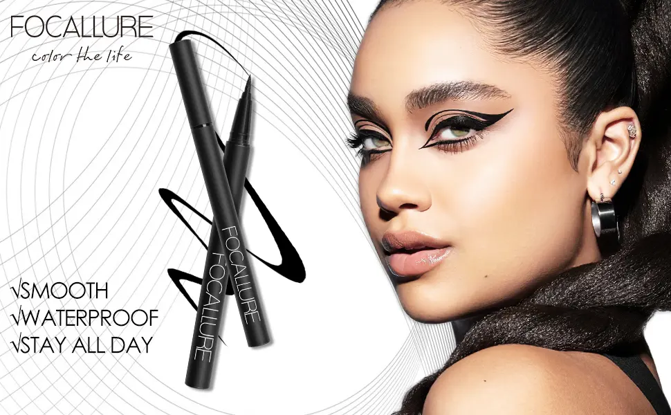 FOCALLURE Waterproof Black Matte Eyeliner Quick-dry Liquid Ink Liner Easy to Draw a Fine Eyeliner with Flexible Tip Long Lasting Eye Liners Make Up 13 - product information 2
