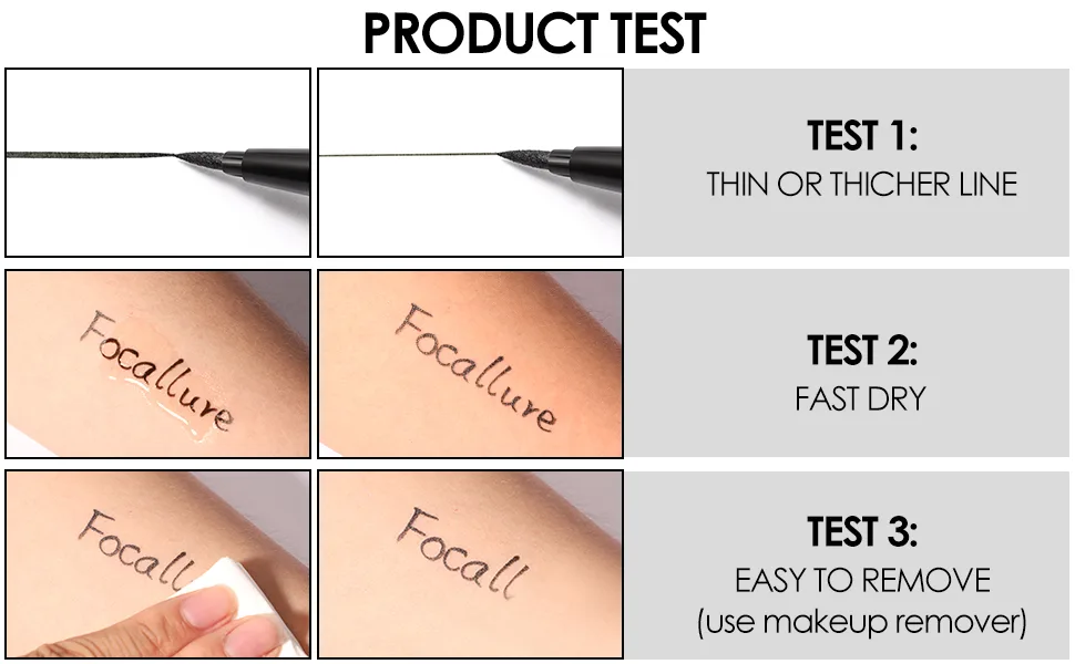 FOCALLURE Waterproof Black Matte Eyeliner Quick-dry Liquid Ink Liner Easy to Draw a Fine Eyeliner with Flexible Tip Long Lasting Eye Liners Make Up 13 - product information 7