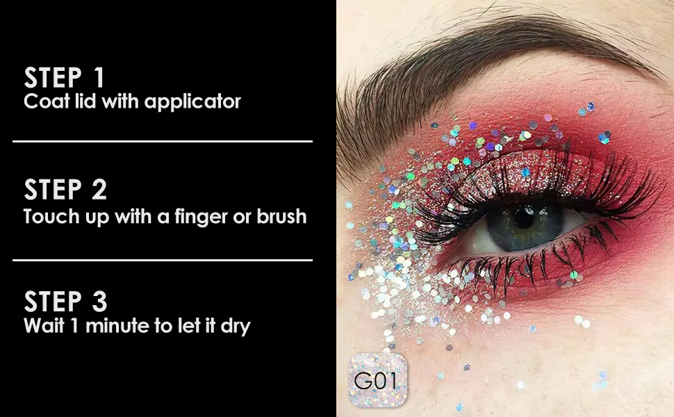 FOCALLURE Glittering Liquid Eyeshadow  High-Impact  Long Lasting  Quick-Drying  Crease Resistant  Precision Applicator Included  03 Brilliant Star 3 Brilliant Star - FA195 6-G01