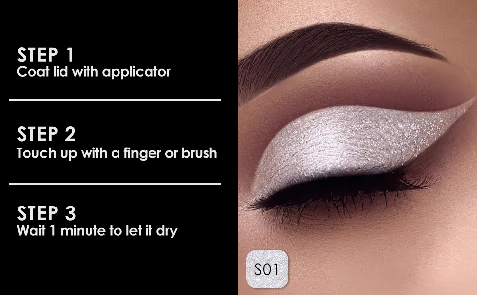 FOCALLURE Glittering Liquid Eyeshadow  High-Impact  Long Lasting  Quick-Drying  Crease Resistant  Precision Applicator Included  01 Gray Lily 1 Gray Lily - FA195 6-S01