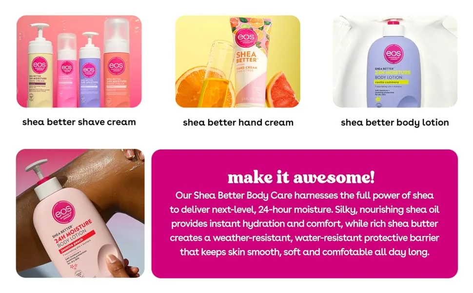 eos Shea Better Hand Cream - Vanilla Cashmere | Instant Hydration + Lasting Protection | 2.5 oz - Our Shea Better Body Care harnesses the full power of shea to deliver next-level, 24-hour moisture.