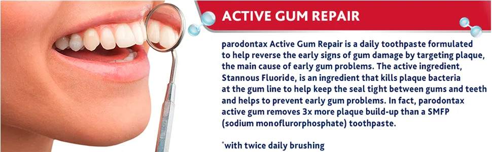 Parodontax Active Gum Repair Whitening Toothpaste for Bleeding Gums - 3.4 oz Tube - Get back to the moment fast