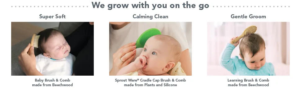 green sprouts Sprout Ware  Cradle Cap Brush + Comb Set Made from Plants and Silicone Cradle Cap Brush & Comb - green sprouts