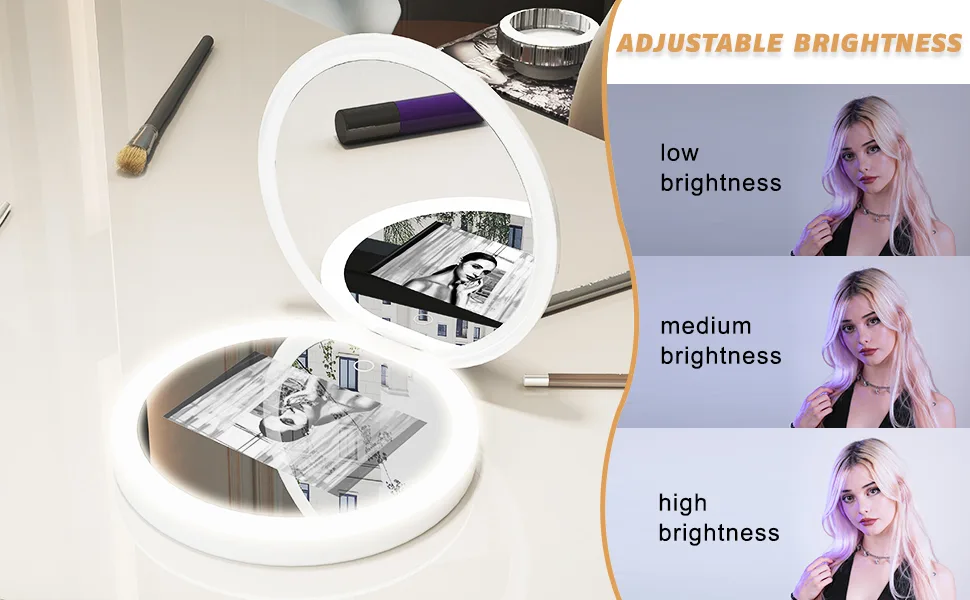 FENCHILIN Travel Compact Mirror with UV Camera | 2X Magnification