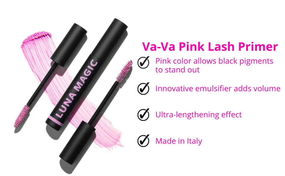 LUNA MAGIC Va-Va Pink Lash Primer  Lengthening  Volume  Longer  Thicker Lashes 0.9ml - Va-Va Pink Lash Primer