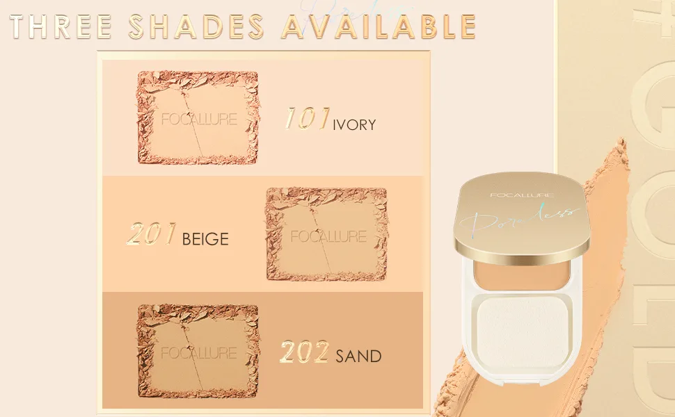 FOCALLURE Poreless Pressed Powder  Mineral Finishing Powder Foundation  Breathable & Buildable Coverage Setting Powder  Matte Finish  Controls Shine and Smooths Complexion  Ivory 101 Ivory - FA206 04