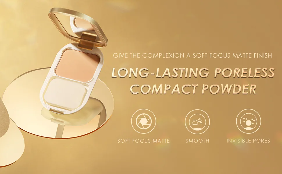 FOCALLURE Poreless Pressed Powder  Mineral Finishing Powder Foundation  Breathable & Buildable Coverage Setting Powder  Matte Finish  Controls Shine and Smooths Complexion  Ivory 101 Ivory - FA206 1