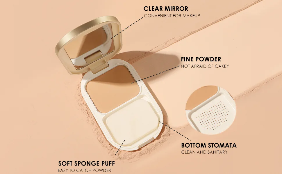FOCALLURE Poreless Pressed Powder  Mineral Finishing Powder Foundation  Breathable & Buildable Coverage Setting Powder  Matte Finish  Controls Shine and Smooths Complexion  Ivory 101 Ivory - FA206 2