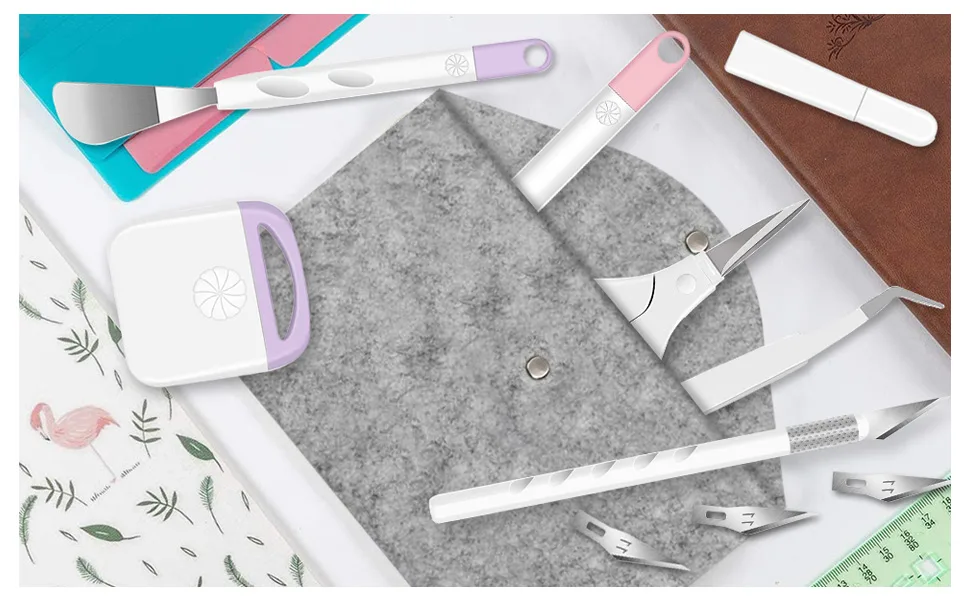 13 Pcs Vinyl Weeding Tools Stainless Steel Plotter Accessories HTV  Precision Carving Craft Hobby Knife Kit +1 Piece Storage Bag  Silhouettes  Cameos  DIY Art Work Cutting Scrapbook - product information 1