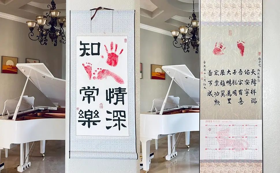 CA Society 4Pcs Japanese Scroll Blank Chinese Calligraphy Scroll Decorative Scroll Wall Hanging DIY Art Project Supply 4 Colors Set - scroll