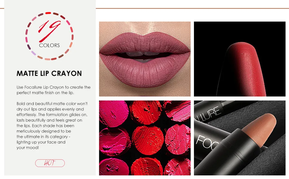 FOCALLURE Ultra Chic Matte Lipstick Rich Vitamin E Lip Crayon Lightweight Matte Color without Drying or Fading Long Lasting Waterproof Lips Makeup DARE YOU - product information 5