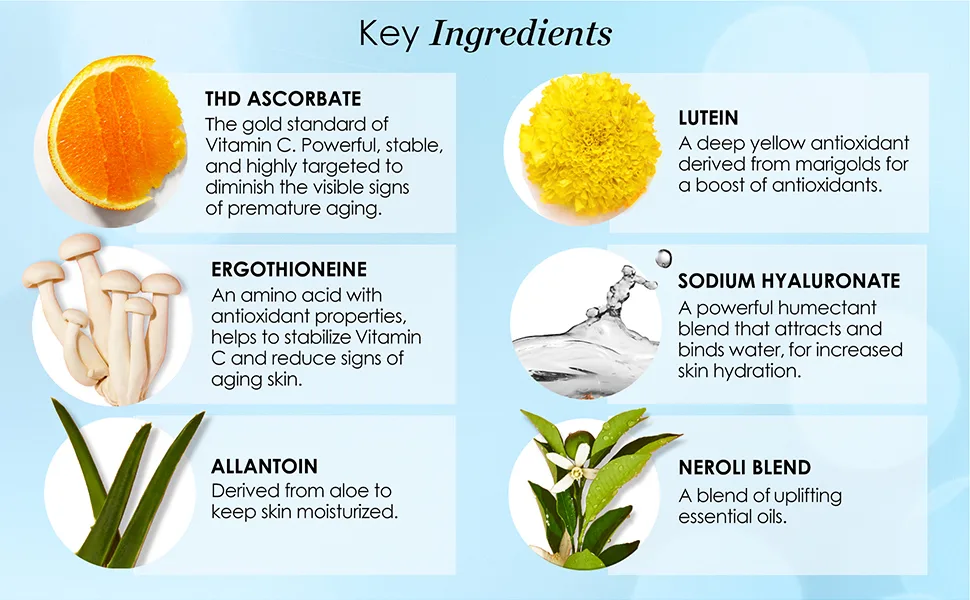 Sunday Riley C.E.O. Afterglow Brightening Vitamin C Cream Face Moisturizer  1.7 oz. - Key Ingredients: THD ASCORBATE, LUTEIN, ERGOTHIONEINE, ALLANTOIN, NEROLI BLEND, SODIUM HYALURONATE