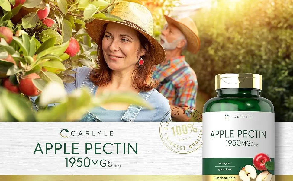 Carlyle Apple Pectin | 1950mg | 150 Capsules | Non-GMO & Gluten Free Herbal Supplement - Apple Pectin