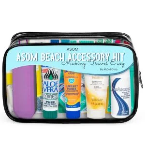 Asom Beach Accessory Essentials Toiletry Convenience Kit  Premium Quality Travel Toiletries Vacation Necessities Accessories Beach Swim Bag Set. - Asom Beach Kit