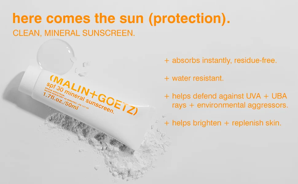 Malin + Goetz spf 30 mineral sunscreen  1.7 fl. oz. - spf moisturizer, spf 30, spf for face, sunblock, sunscreen, mineral sunscreen, mineral spf 30